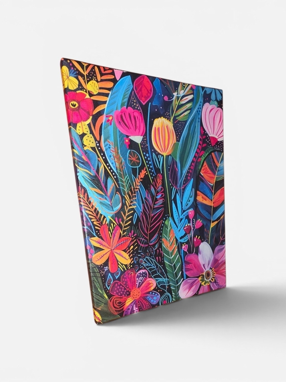 New Vibrant Floral Canvas Wall Art - Multicolor 11.8in X 15.7in Ready To Hang